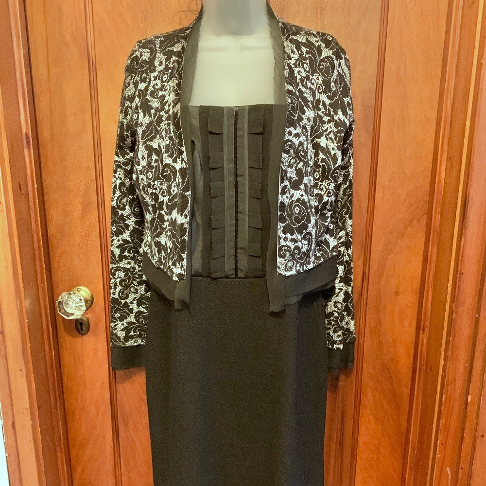 "Banana Republic" black dress, 12, ribbon straps, EUC